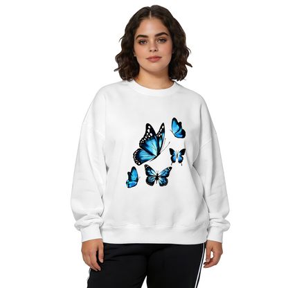 Bright Blue Monarch Butterflies Art Design Crewneck Sweatshirt