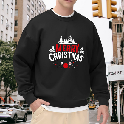 Minimal Merry Christmas Reindeer Ornament Holiday Crewneck