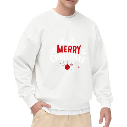 Minimal Merry Christmas Reindeer Ornament Holiday Crewneck