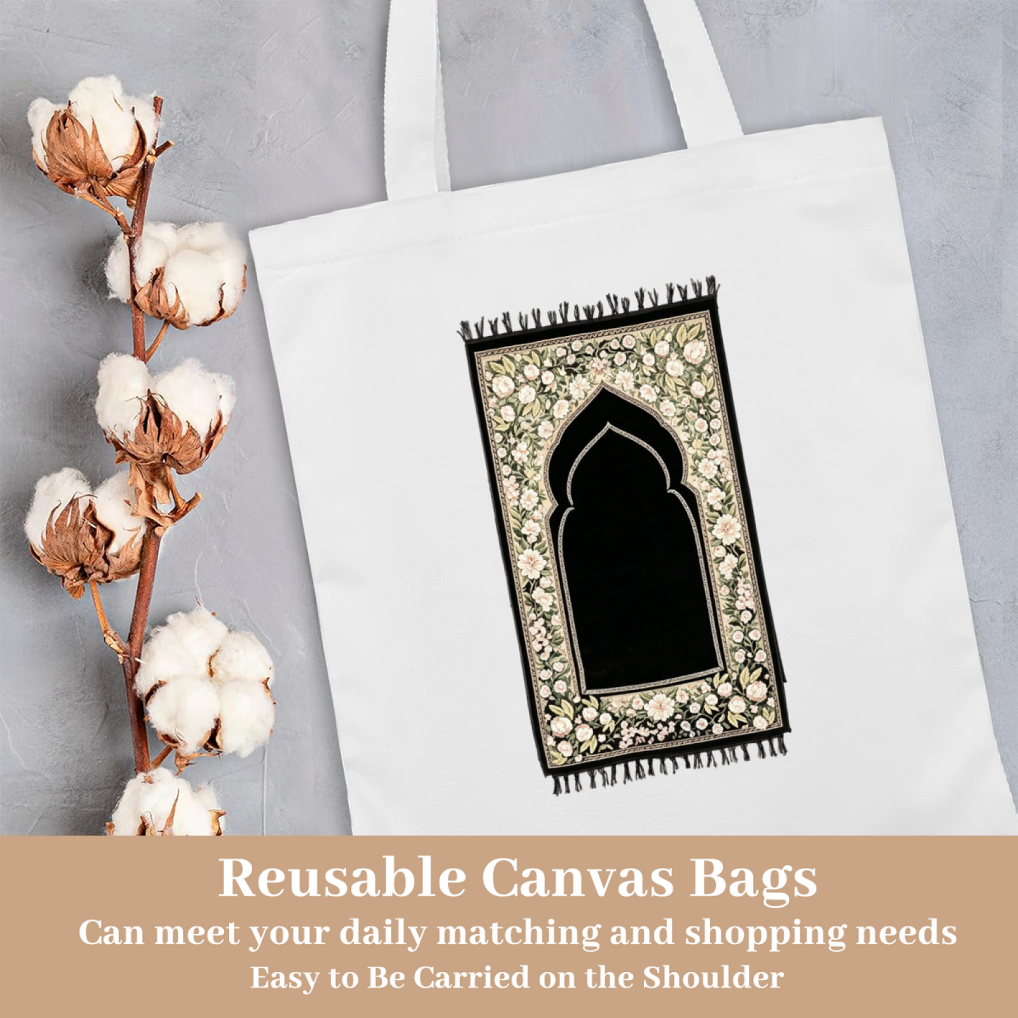 Books & Blooms Literary Canvas Bag | Too Many Books Bookworm Aesthetic Shoulder Tote