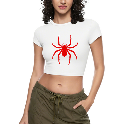 Red Spider Gothic Punk Black Crop Top ¨C Dark Aesthetic Slim Baby Tee