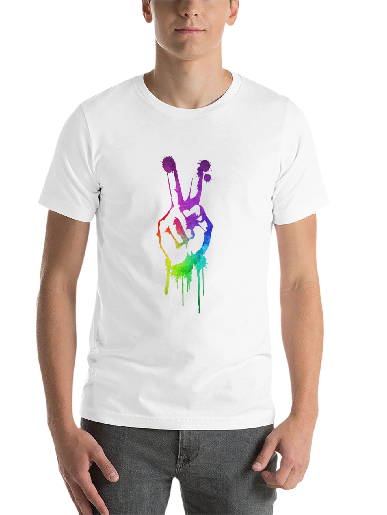 Rainbow Peace Sign Graphic T-Shirt