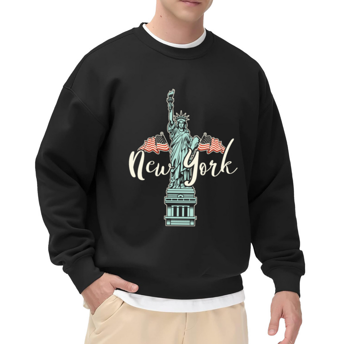 New York Statue Of Liberty American Pride Travel Souvenir Crewneck Sweatshirt
