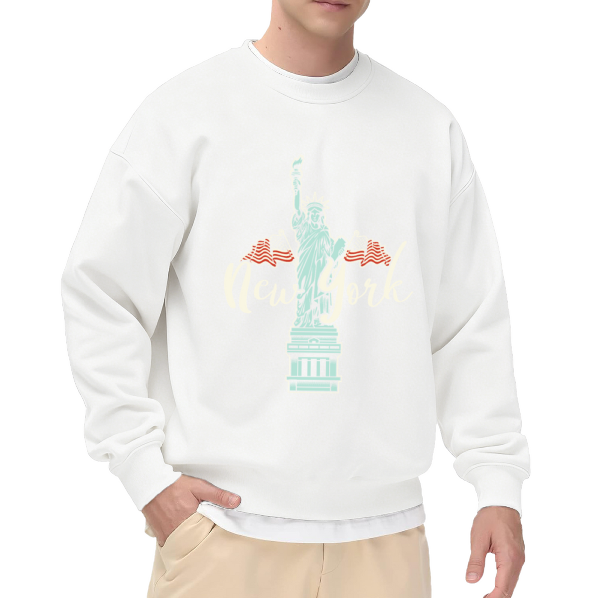 New York Statue Of Liberty American Pride Travel Souvenir Crewneck Sweatshirt