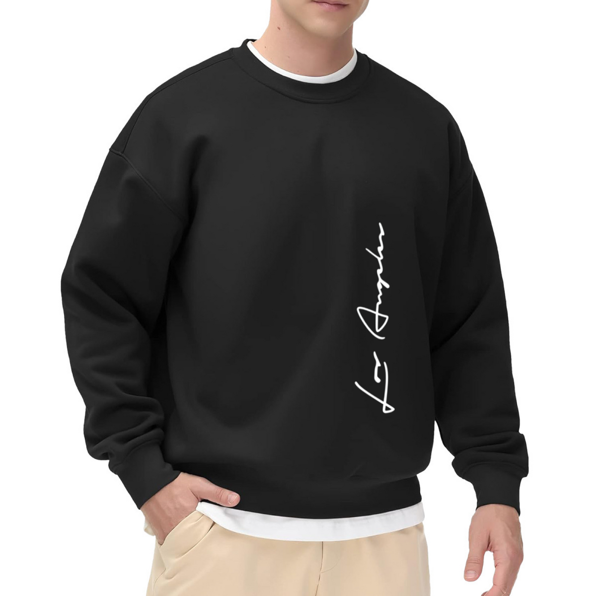 Vertical Los Angeles Cursive Black Crewneck Sweatshirt