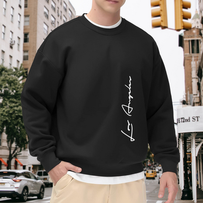 Vertical Los Angeles Cursive Black Crewneck Sweatshirt