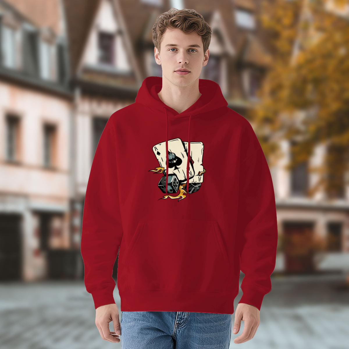 Poker & Dice Street Art Red Hoodie
