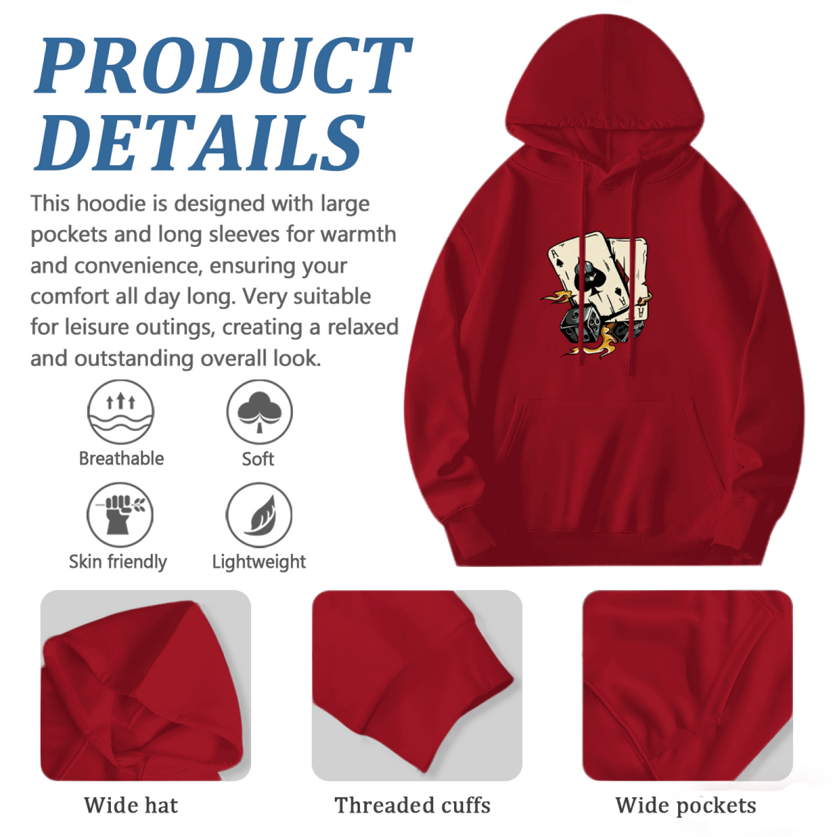 Poker & Dice Street Art Red Hoodie