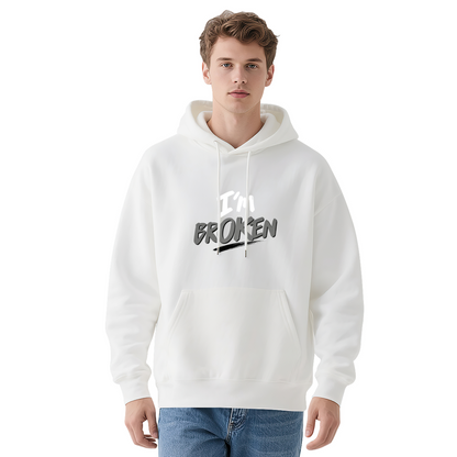 I¡¯m Broken Graffiti Art Font Trendy Pullover Hoodie