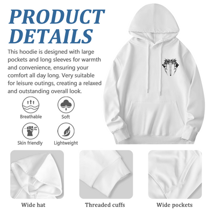 Death?Metal Style Chest Print Trendy White Hoodie