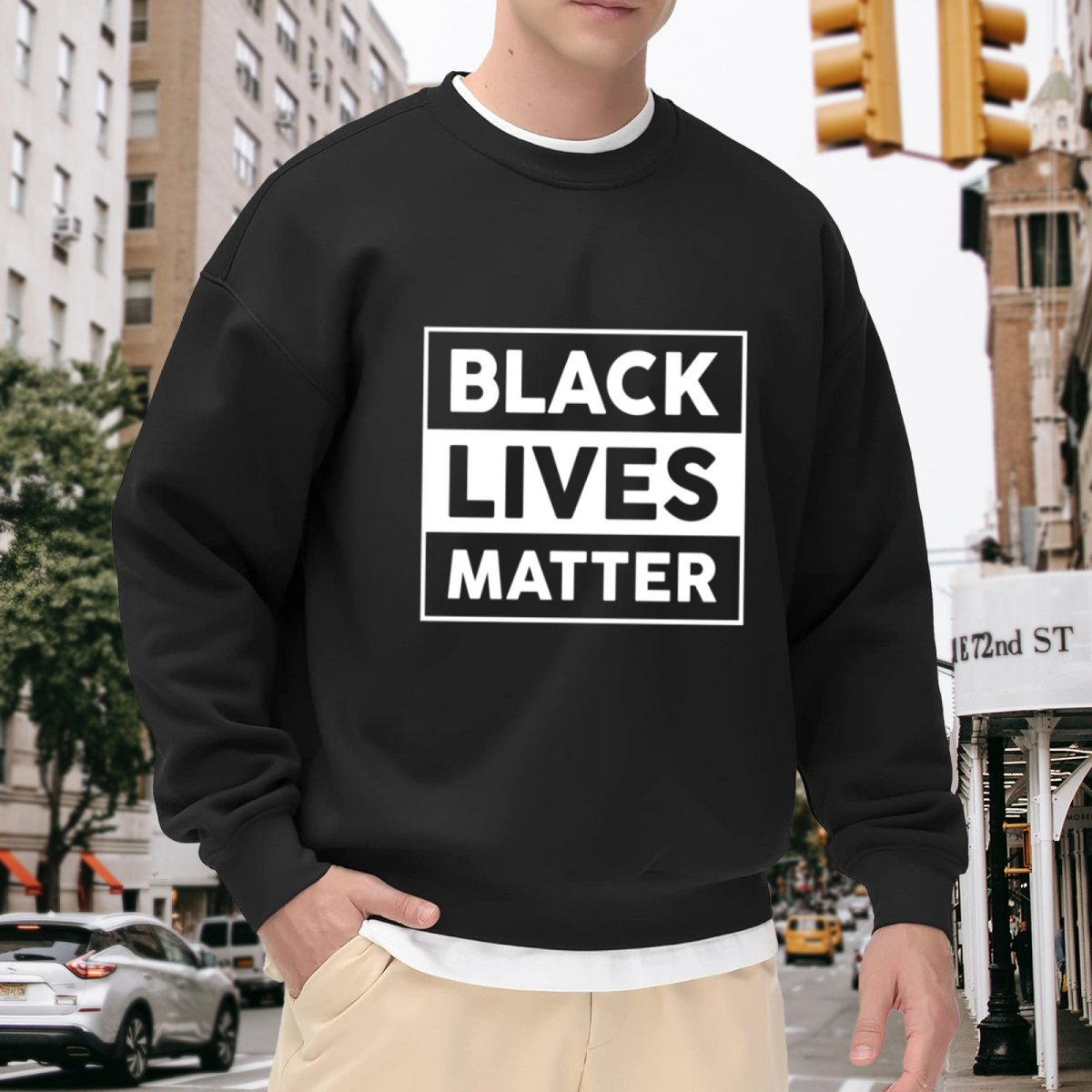 Black Lives Matter Statement Graphic Crewneck Sweatshirt