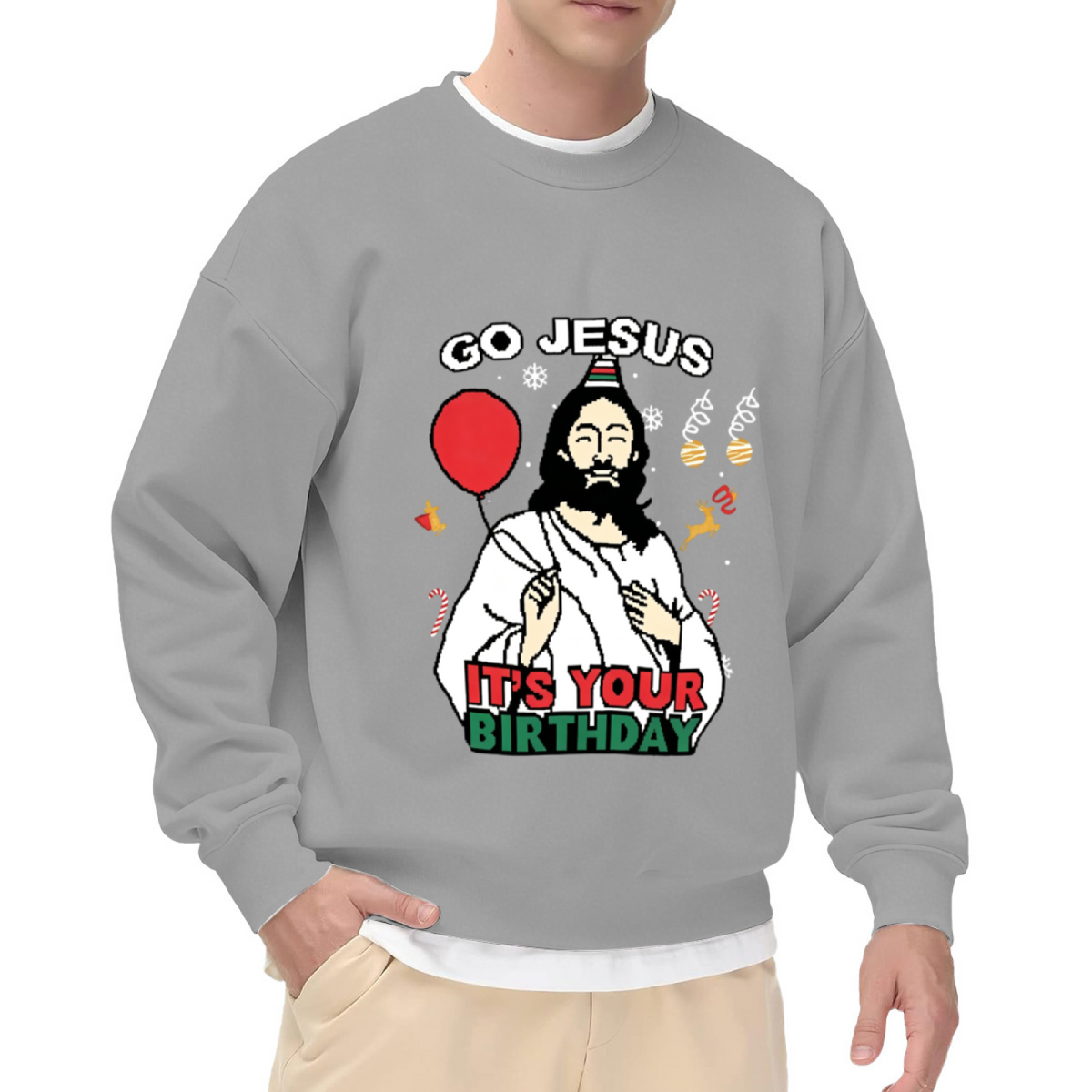 Funny Go Jesus It¡¯s Your Birthday Xmas Crewneck Sweatshirt