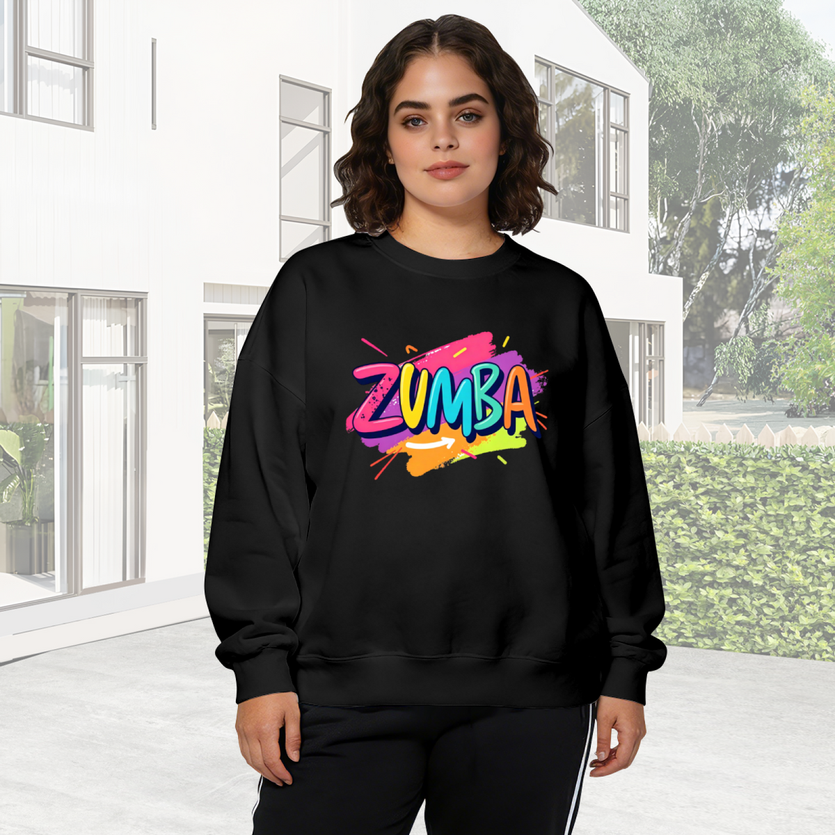 Vibrant Zumba Dance Color Splash Art Crewneck Sweatshirt