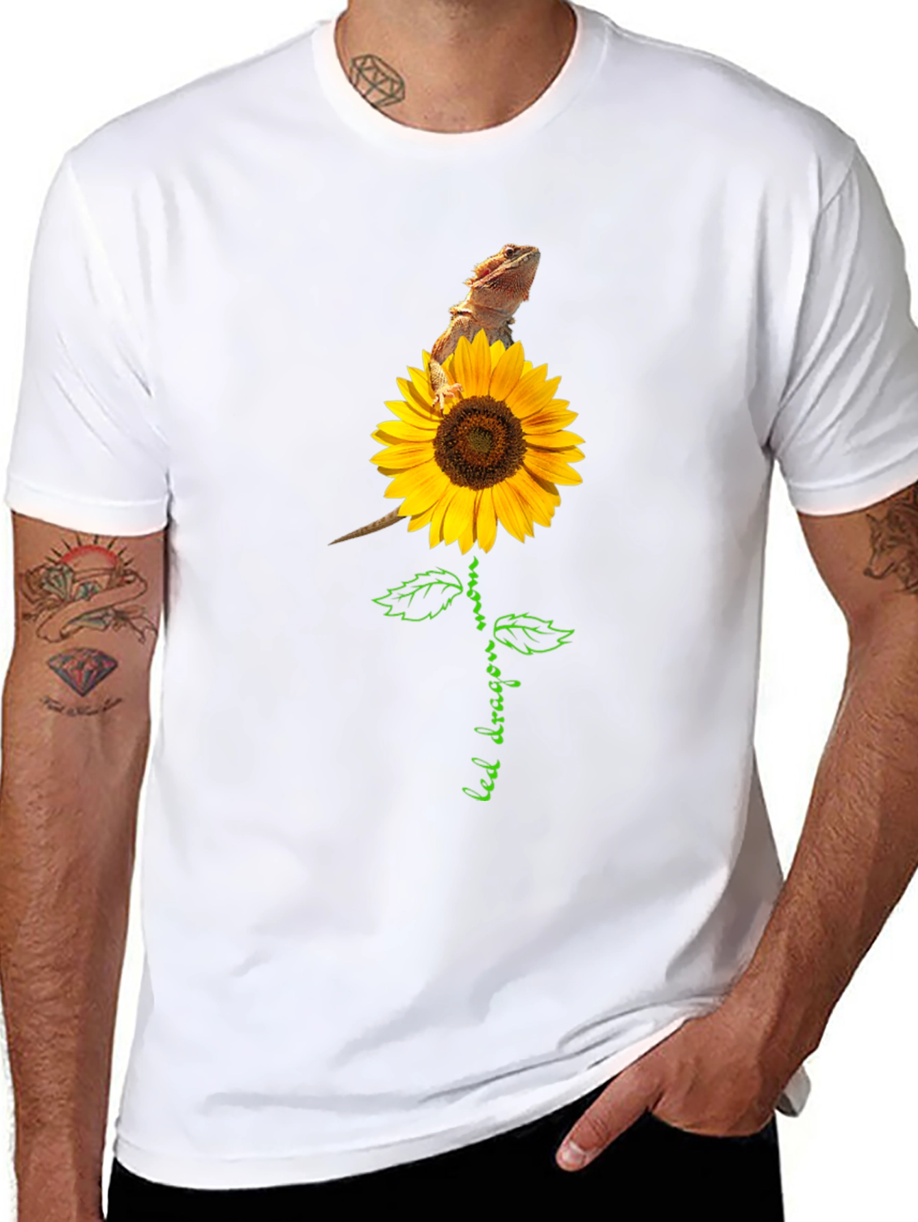 Bearded Dragon Sunflower Graphic Tee