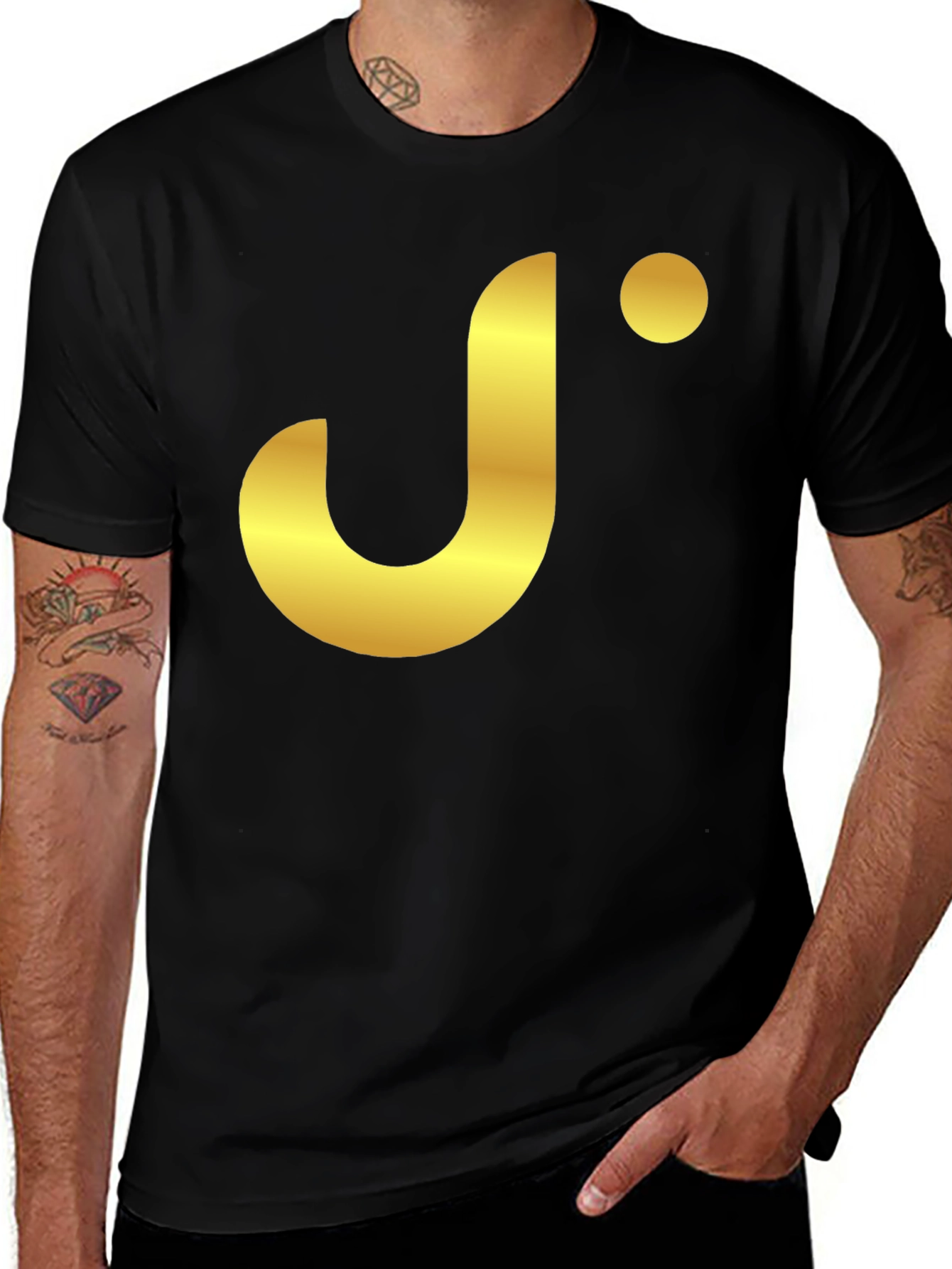 Stylish Black T-Shirt with Gold J Logo
