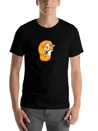 Sleeping Fox Graphic T-Shirt - Black Unisex