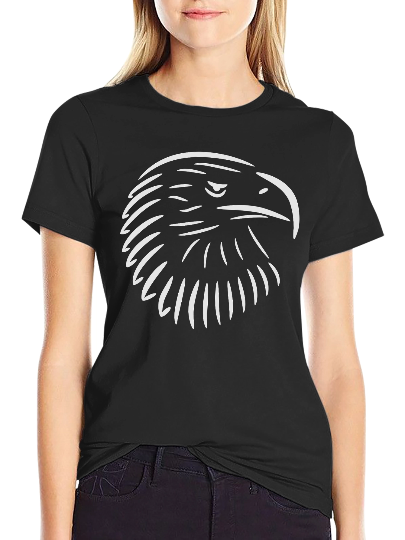Black Eagle Head Graphic T-Shirt