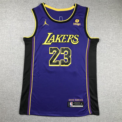 Men's Los Angeles Lakers LeBron James #23 Purple Swingman Jerseys - Statement Edition