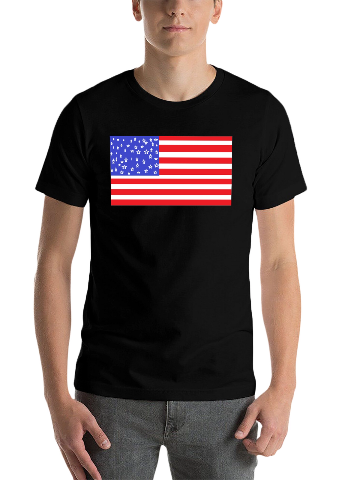 American Flag Graphic Print Black T-Shirt