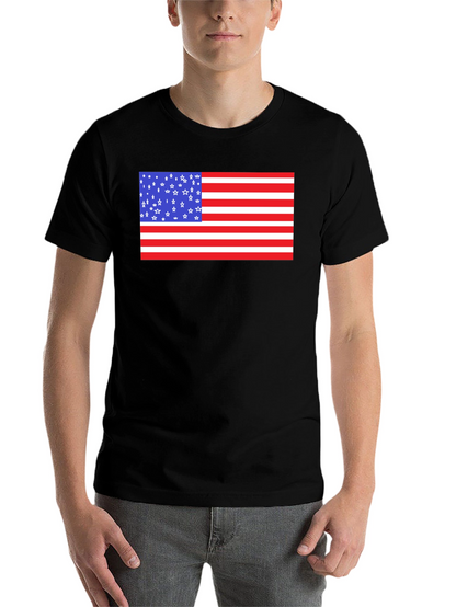American Flag Graphic Print Black T-Shirt