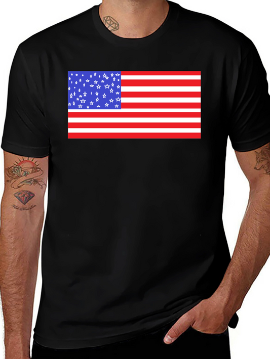 American Flag Graphic Print Black T-Shirt