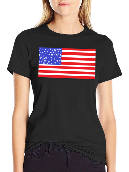 American Flag Graphic Print Black T-Shirt