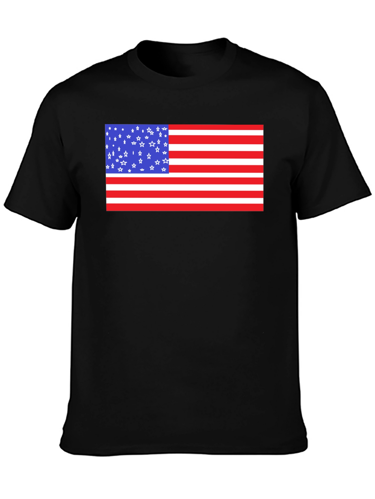 American Flag Graphic Print Black T-Shirt