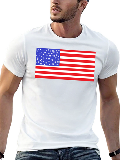 American Flag Graphic Print Black T-Shirt