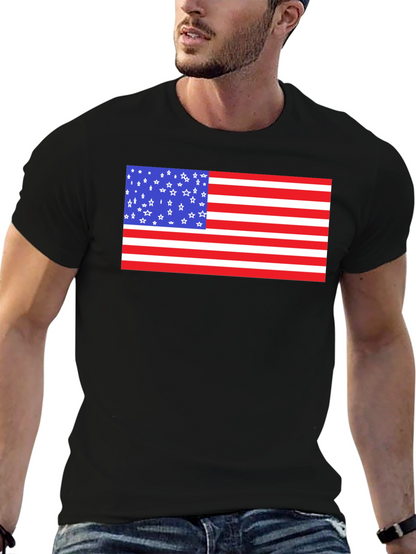 American Flag Graphic Print Black T-Shirt