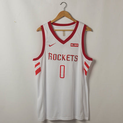 Men's Houston Rockets Russell Westbrook #0 NBA White Classics Swingman Player Jerseys