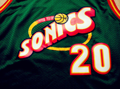 SuperSonics No. 20 Gloves Gary Payton Green 95-96 Classic Retro Premium Mesh Fan Edition Jersey