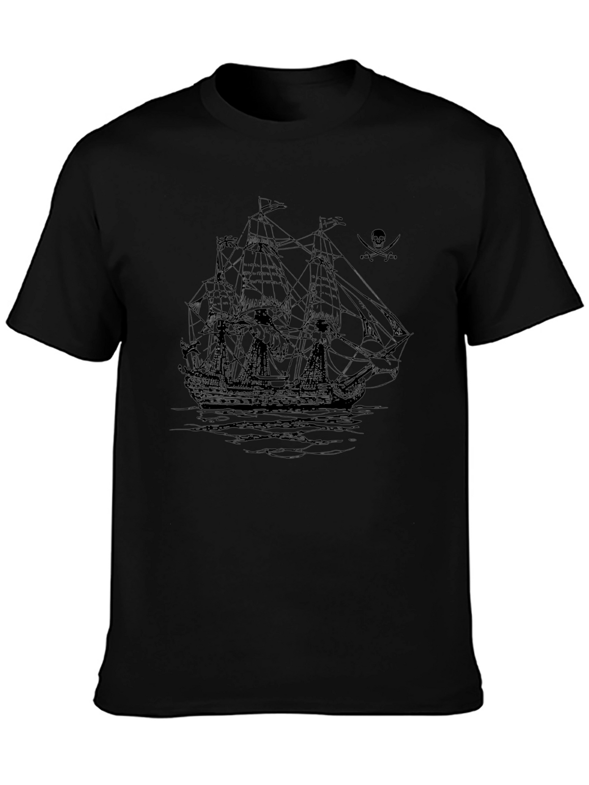 Pirate Ship Graphic Black T-Shirt