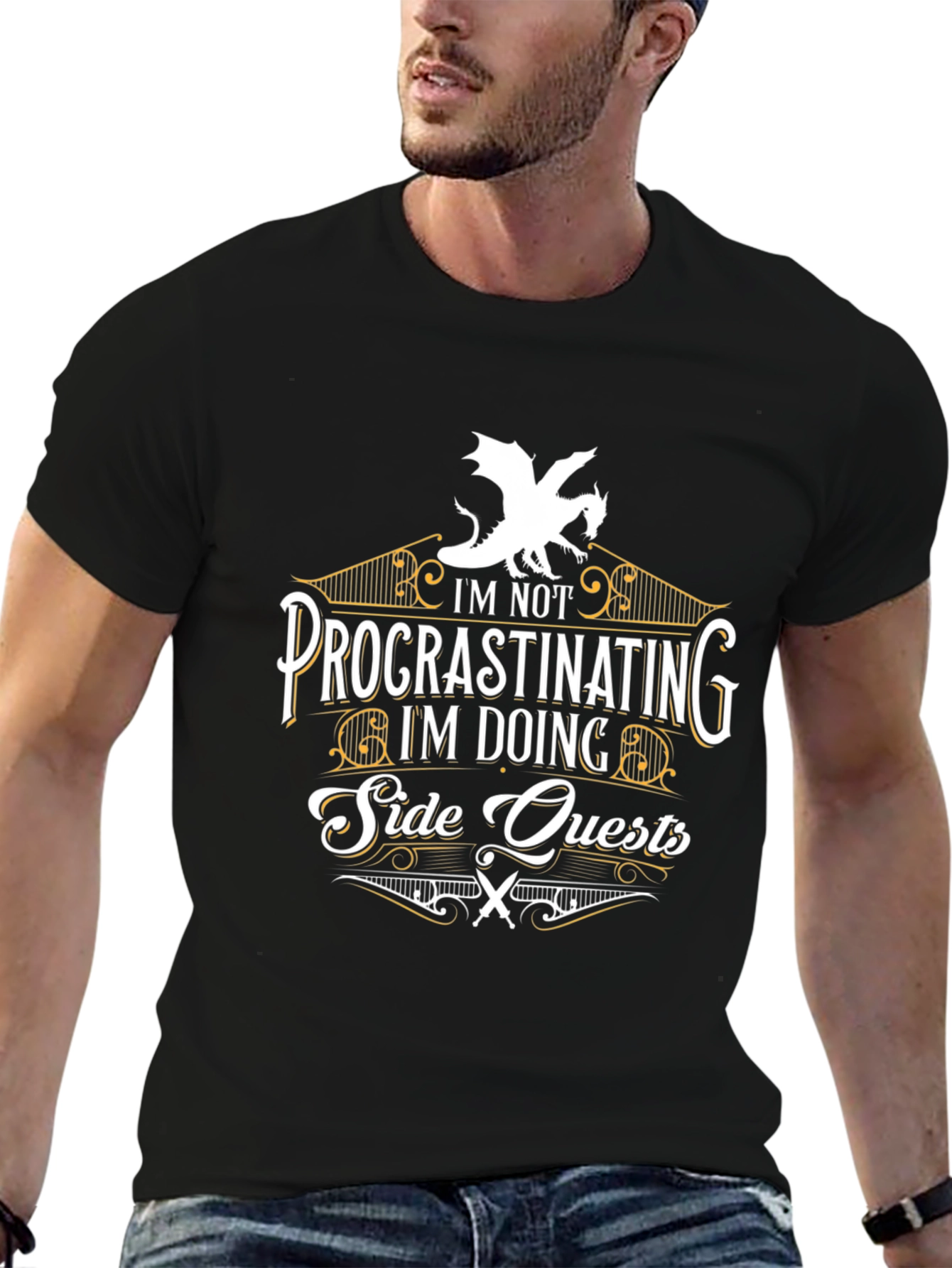 Procrastinating? Side Quests T-Shirt - Dragon Graphic Tee