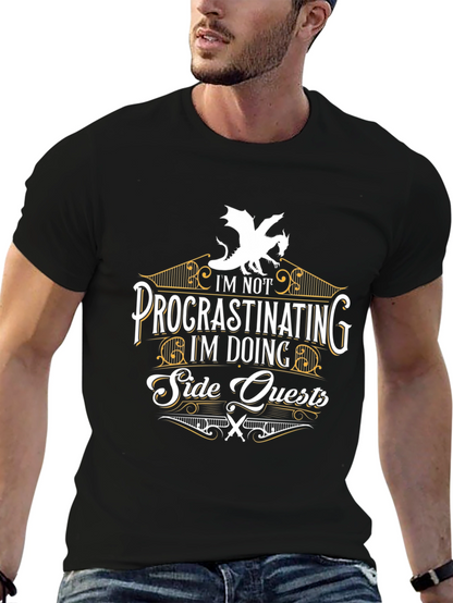 Procrastinating? Side Quests T-Shirt - Dragon Graphic Tee