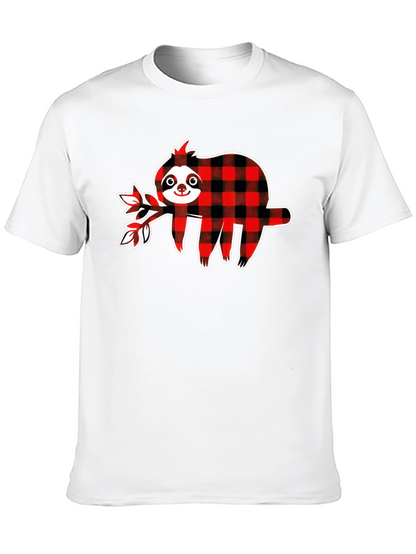 Buffalo Plaid Sloth Graphic T-Shirt