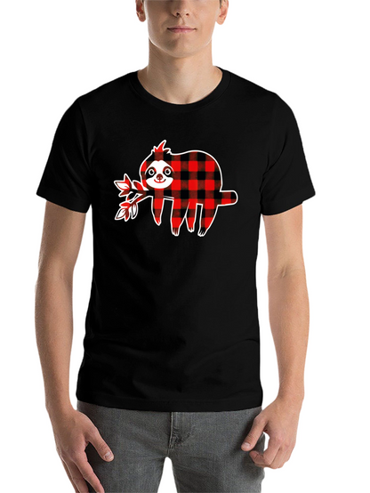 Buffalo Plaid Sloth Graphic T-Shirt