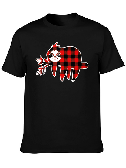 Buffalo Plaid Sloth Graphic T-Shirt