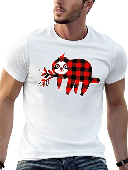 Buffalo Plaid Sloth Graphic T-Shirt