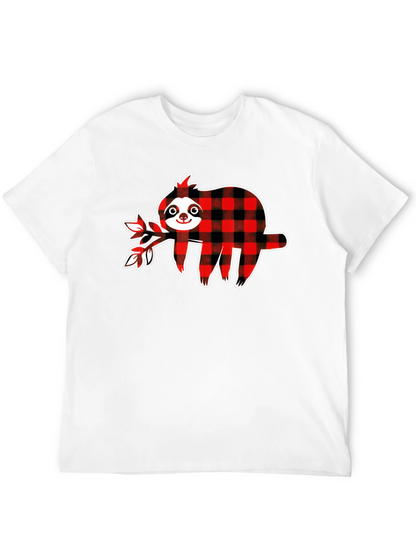 Buffalo Plaid Sloth Graphic T-Shirt