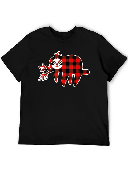 Buffalo Plaid Sloth Graphic T-Shirt