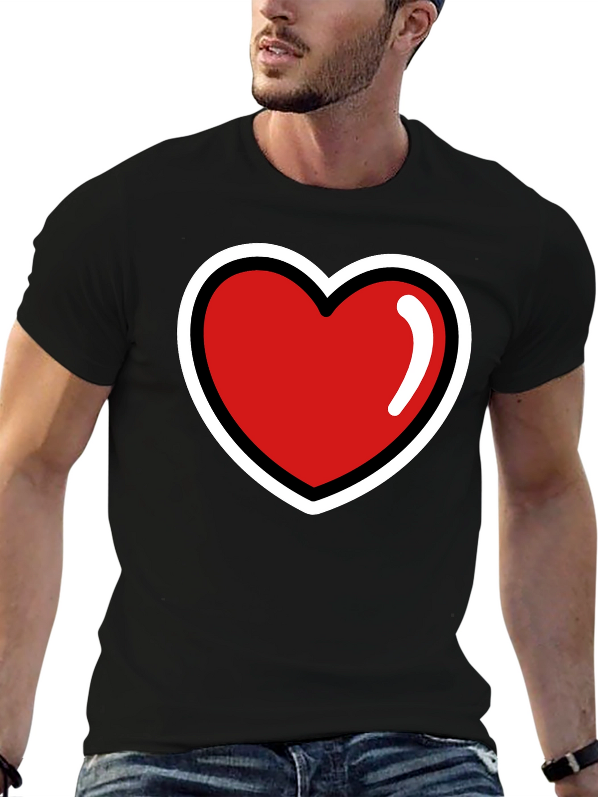 Heart Graphic T-Shirt - Stylish Black Tee