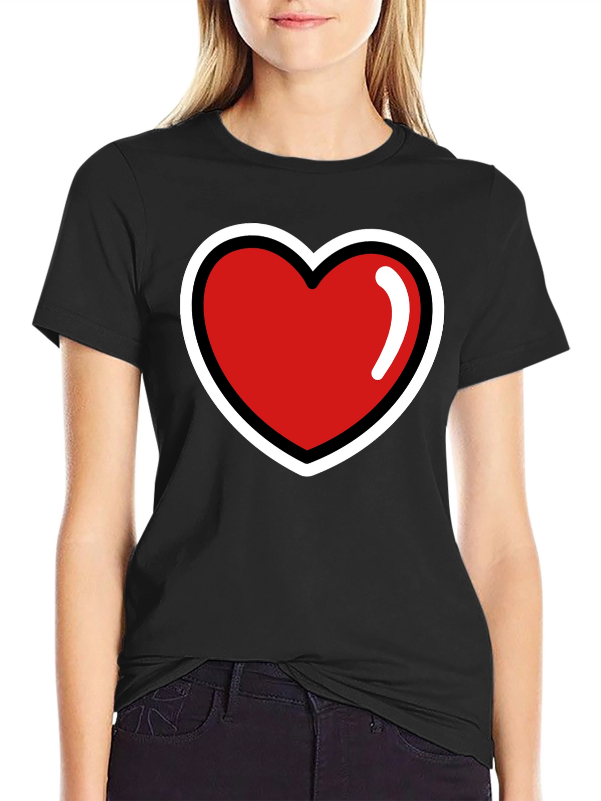 Heart Graphic T-Shirt - Stylish Black Tee