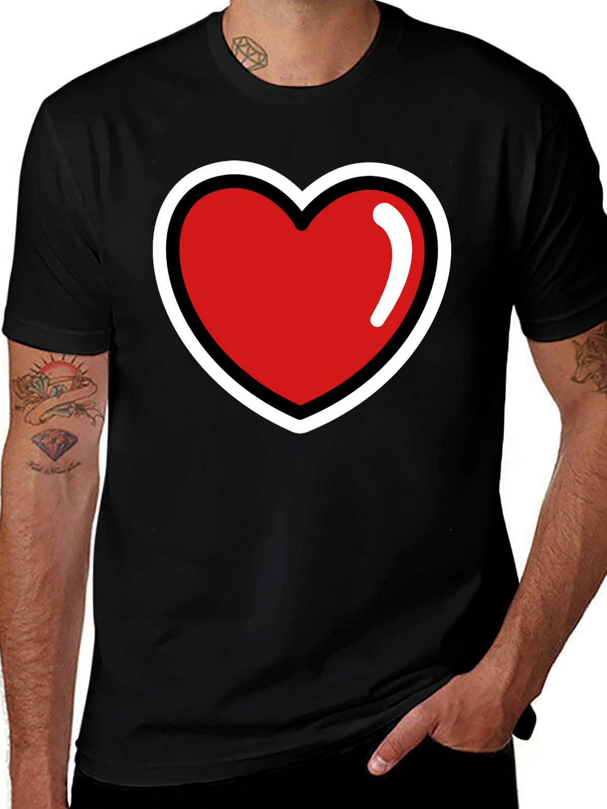 Heart Graphic T-Shirt - Stylish Black Tee