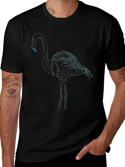 Flamingo Graphic Tee - Black Casual T-Shirt