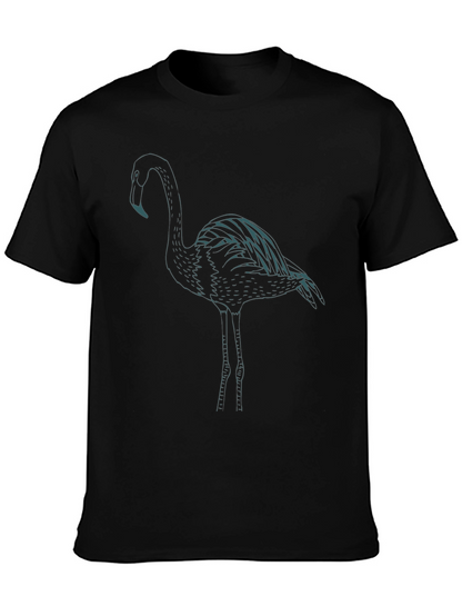 Flamingo Graphic Tee - Black Casual T-Shirt