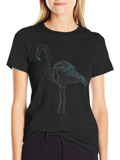 Flamingo Graphic Tee - Black Casual T-Shirt