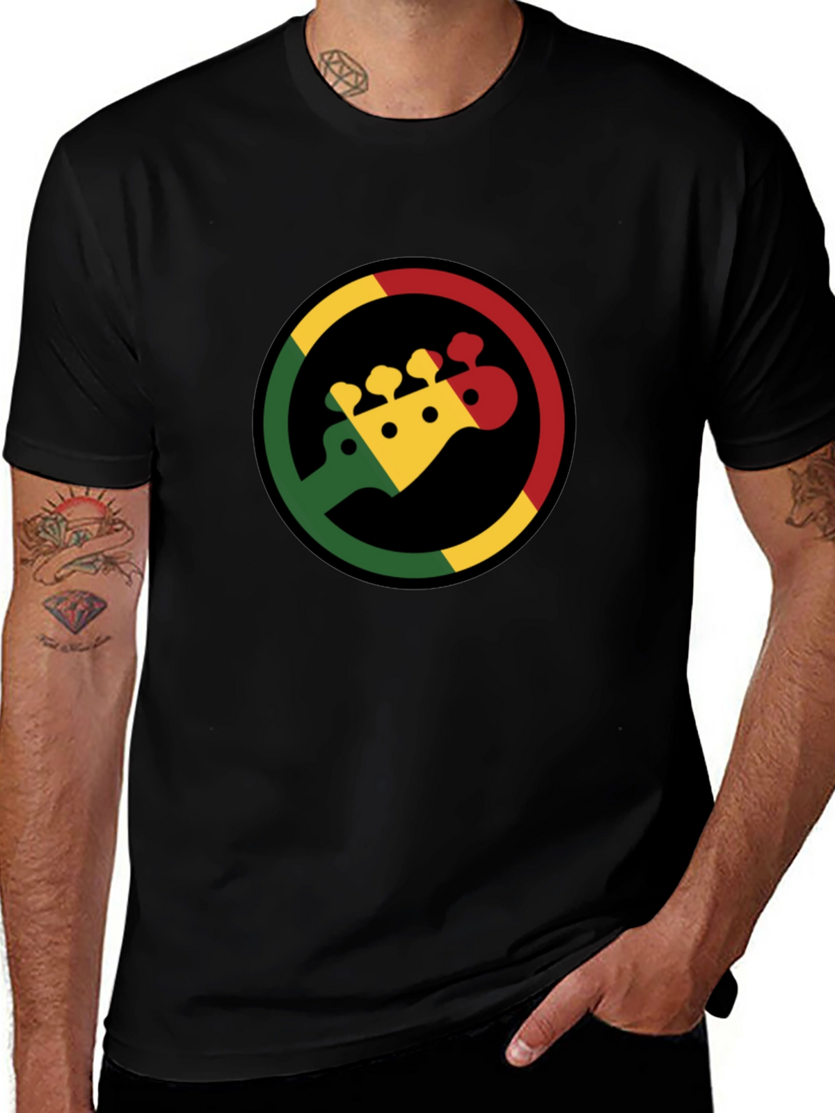 Rasta Bass Guitar T-Shirt - Reggae Music Tee