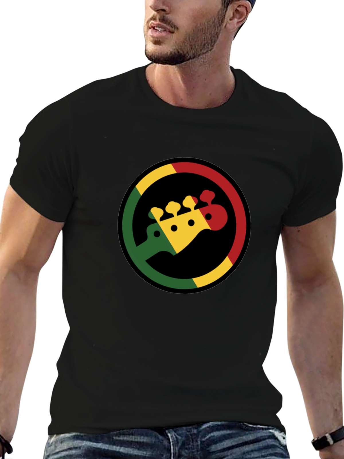 Rasta Bass Guitar T-Shirt - Reggae Music Tee