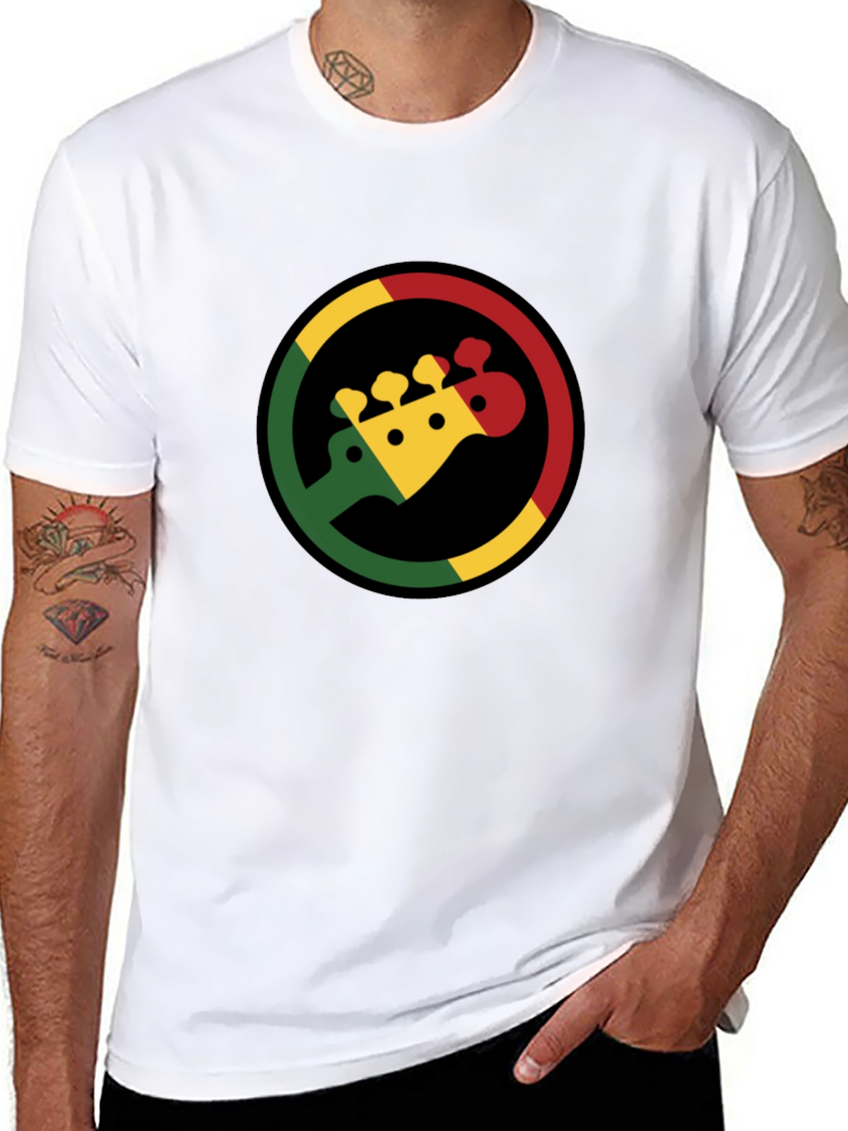 Rasta Bass Guitar T-Shirt - Reggae Music Tee