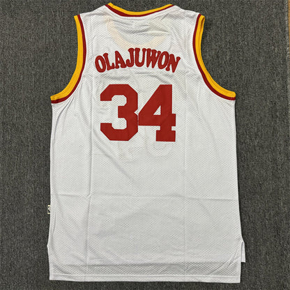 Men's Houston Rockets Hakeem Olajuwon #34 White Hardwood Classics Swingman Jerseys